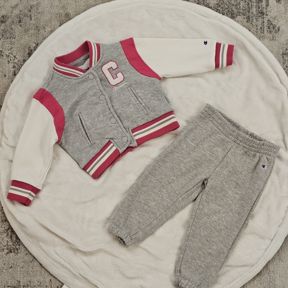 Champion Kids Gray and Pink Tracksuit